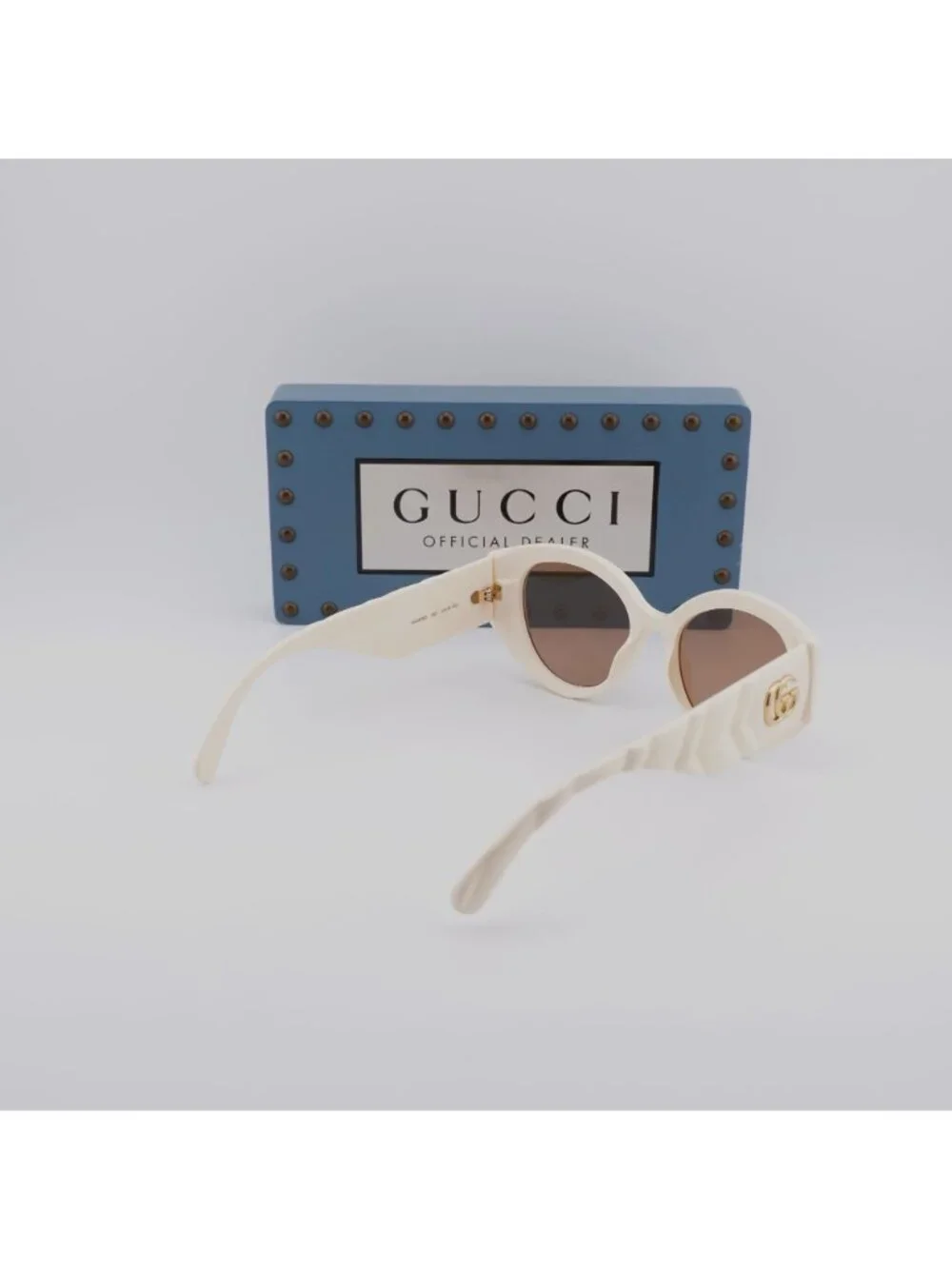 Gucci GG0809S 002 Cat Eye Sunglasses - Ivory / Brown